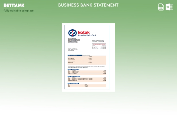 модерен стил Извештај за претпријатието на Котак Махиндра на банката Word и PDF 